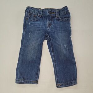 True Religion Jeans Infant 12 Month Blue Geno Slim Fit Cotton Embroidered Logo